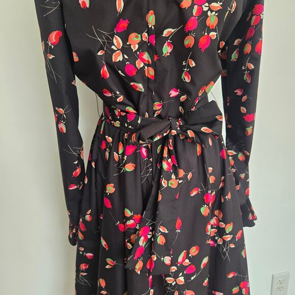 Vintage 70s Whimsigoth Dress Victor Costa Black Victorian Ruffle Women Medium - Picture 7 of 14